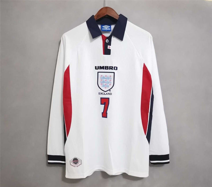 1998 England Home Away long sleeve 13 Retro Vintage Soccer Jerseys