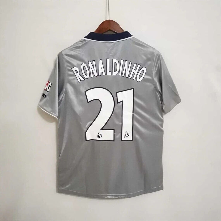 2000 PSG RONALDINHO 21 Away Gray Champions League Soccer jerseys