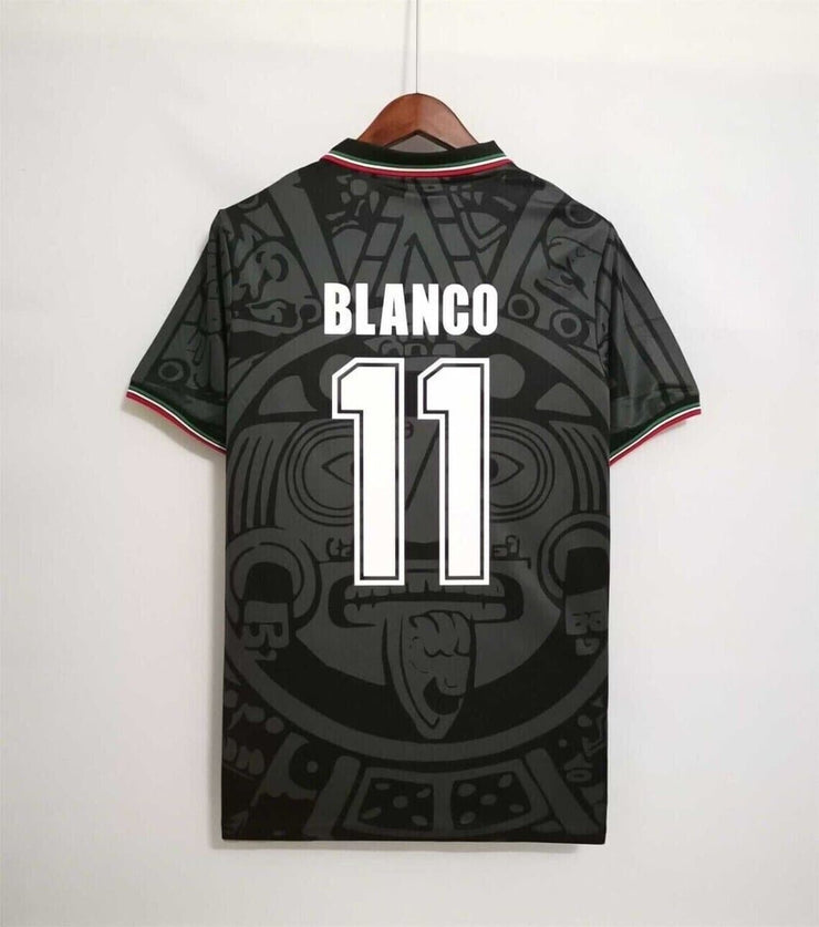 Mexico 1998 Classic Retro Vintage Away Shirt Black 11 Soccer Jerseys